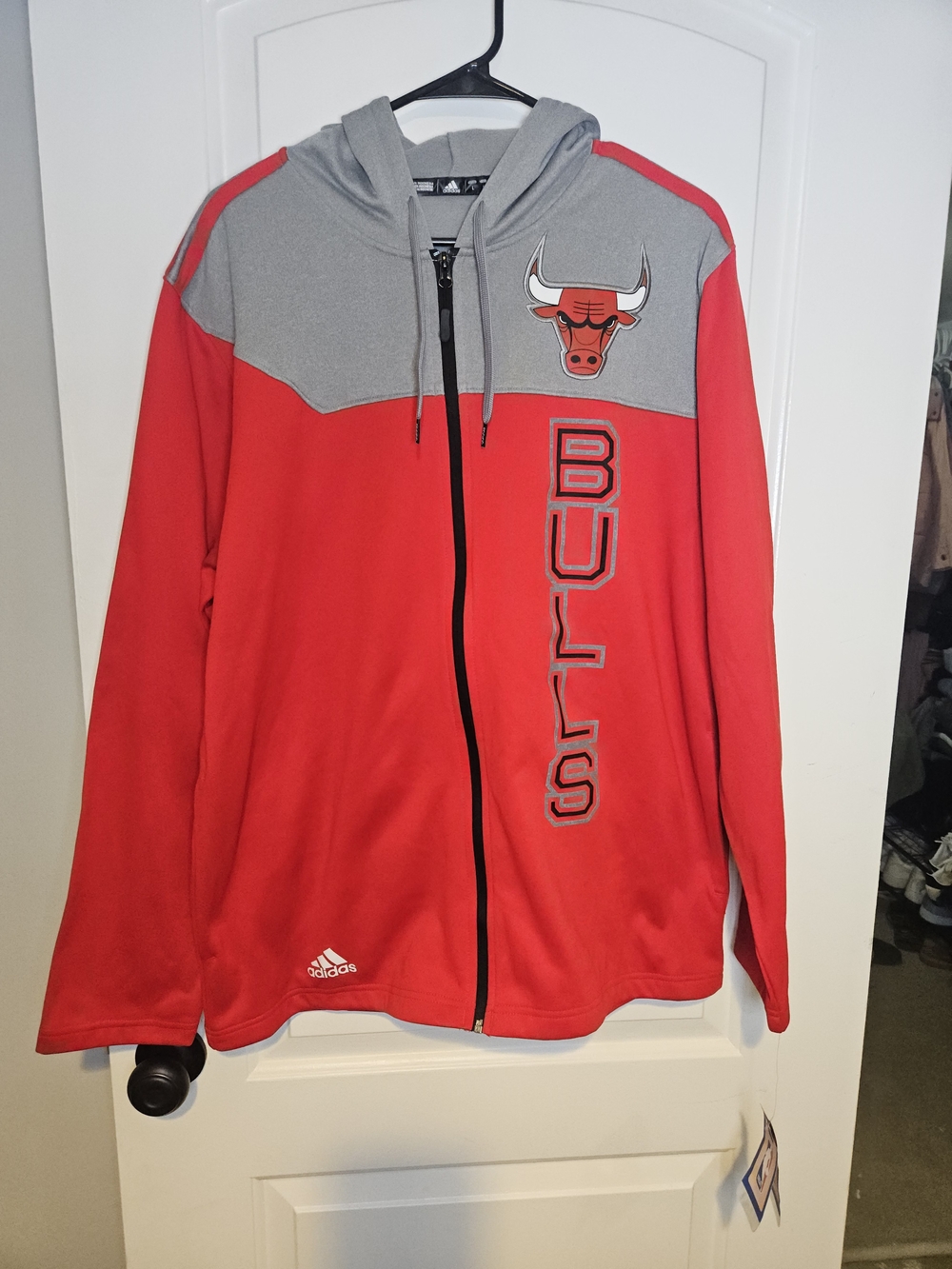 adidas Red & Gray Chicago Bulls Full-Zip Hoodie Jacket